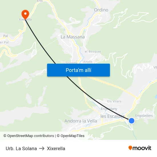 Urb. La Solana to Xixerella map
