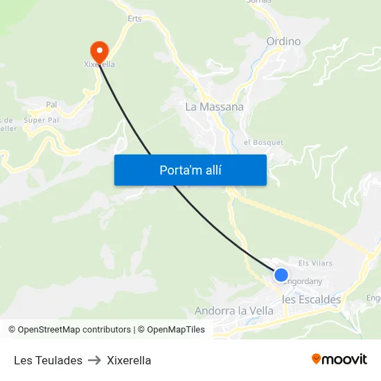 Les Teulades to Xixerella map