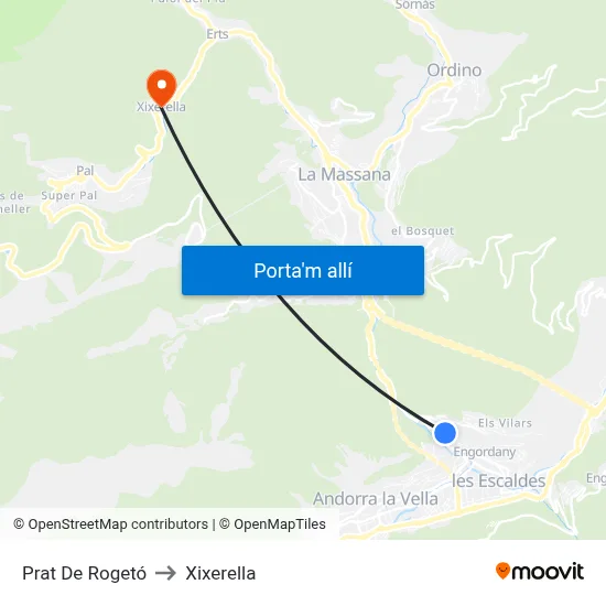 Prat De Rogetó to Xixerella map