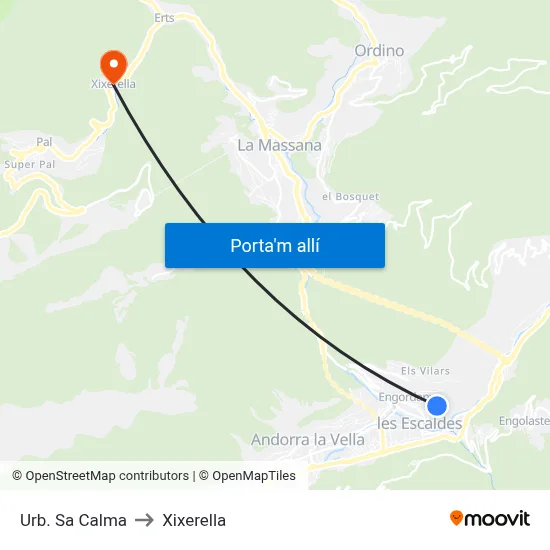 Urb. Sa Calma to Xixerella map