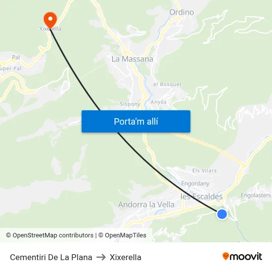 Cementiri De La Plana to Xixerella map