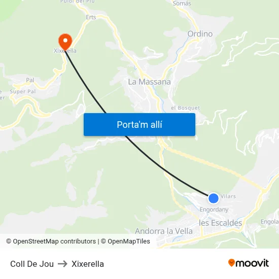 Coll De Jou to Xixerella map