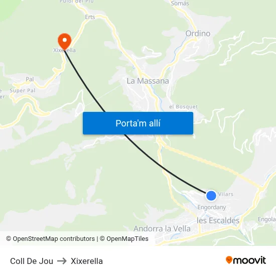 Coll De Jou to Xixerella map