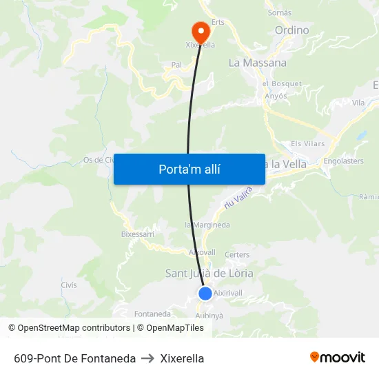 609-Pont De Fontaneda to Xixerella map