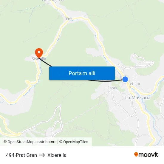 494-Prat Gran to Xixerella map