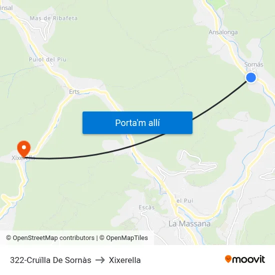 322-Cruïlla De Sornàs to Xixerella map