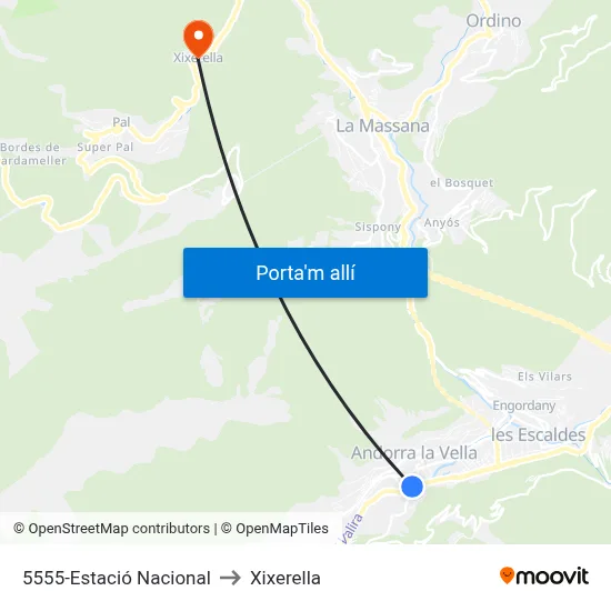 5555-Estació Nacional to Xixerella map