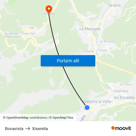 Bonavista to Xixerella map