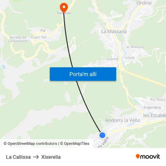 La Callissa to Xixerella map