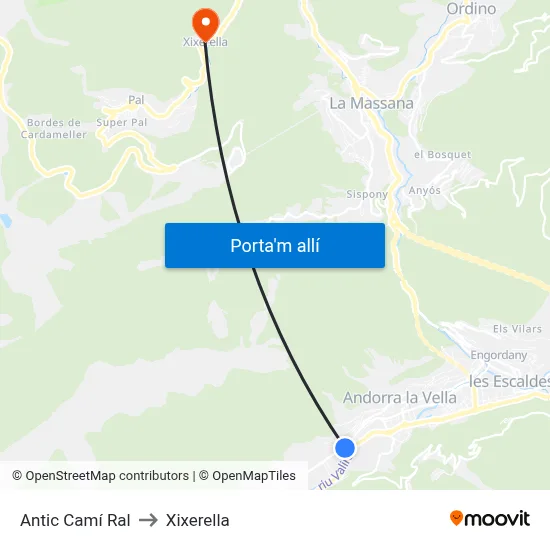Antic Camí Ral to Xixerella map