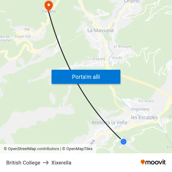 British College to Xixerella map