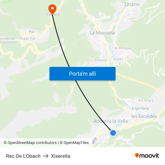 Rec De L'Obach to Xixerella map