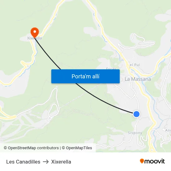 Les Canadilles to Xixerella map