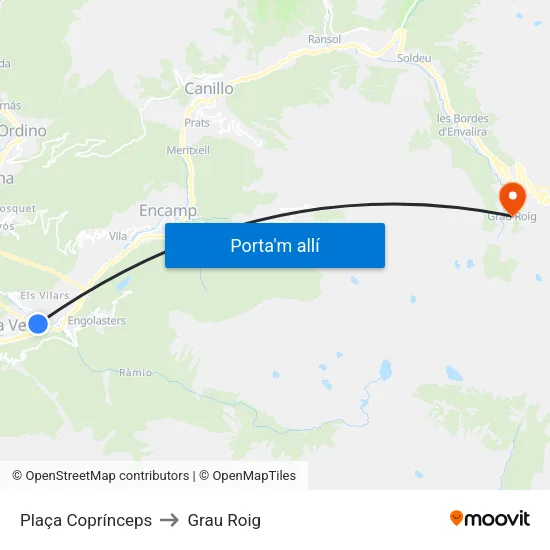 705-Plaça Coprínceps to Grau Roig map