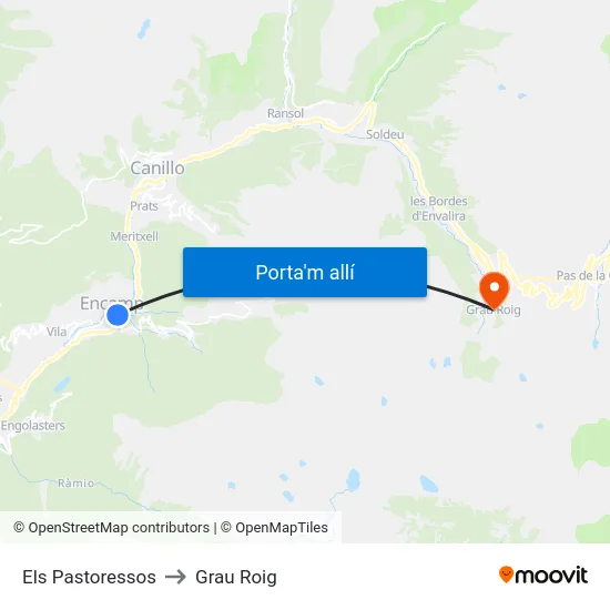 210-Els Pastoressos to Grau Roig map