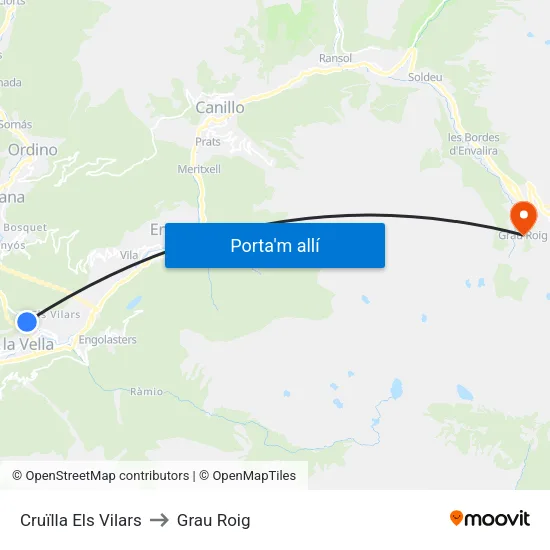716-Cruïlla Els Vilars to Grau Roig map