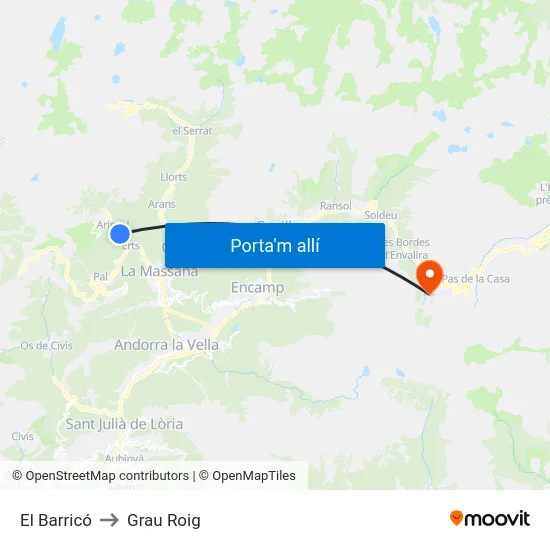 El Barricó to Grau Roig map