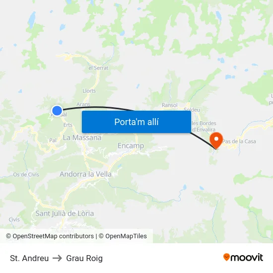 St. Andreu to Grau Roig map