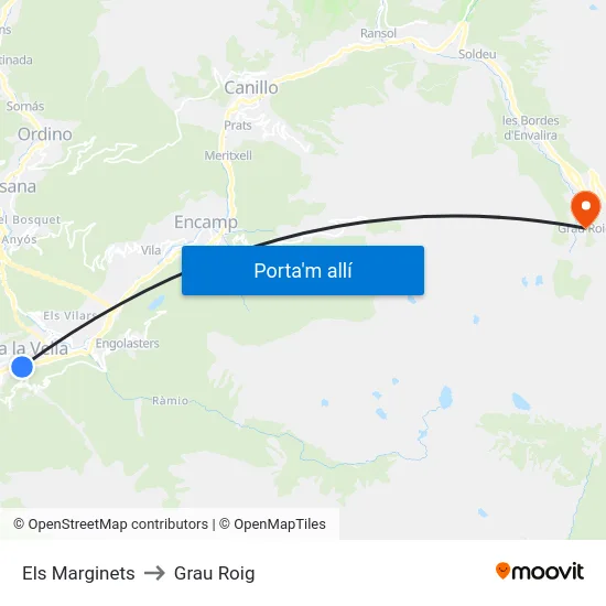 Els Marginets to Grau Roig map
