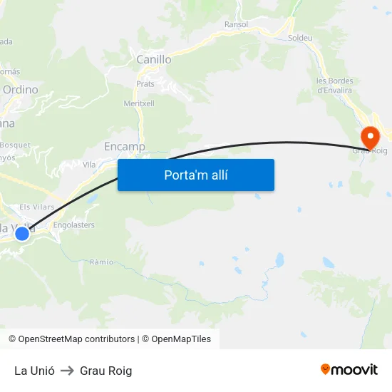 710-La Unió to Grau Roig map