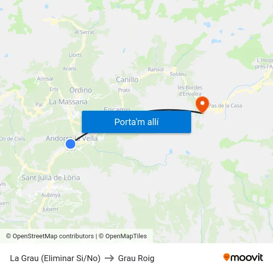 La Grau to Grau Roig map