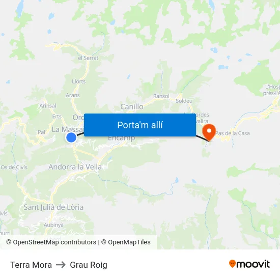 Terra Mora to Grau Roig map