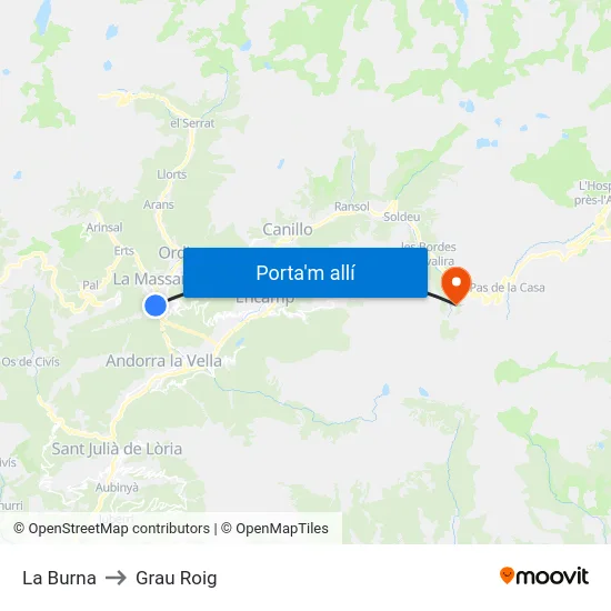 La Burna to Grau Roig map