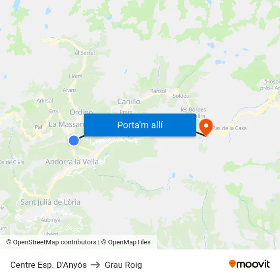 Centre Esp. D'Anyós to Grau Roig map
