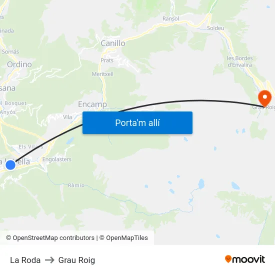 La Roda to Grau Roig map