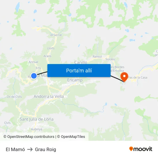 El Mamó to Grau Roig map