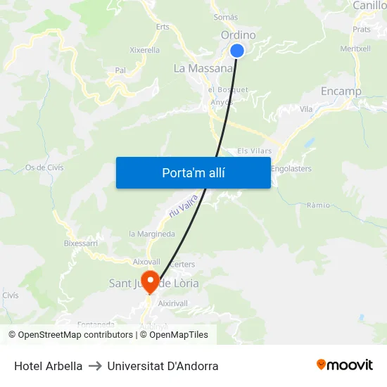Hotel Arbella to Universitat D'Andorra map