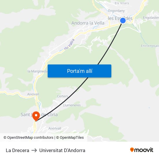 La Drecera to Universitat D'Andorra map