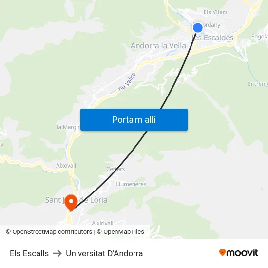 714-Els Escalls to Universitat D'Andorra map