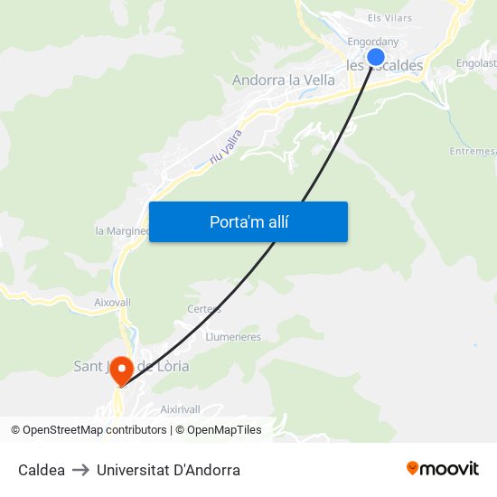 Caldea to Universitat D'Andorra map