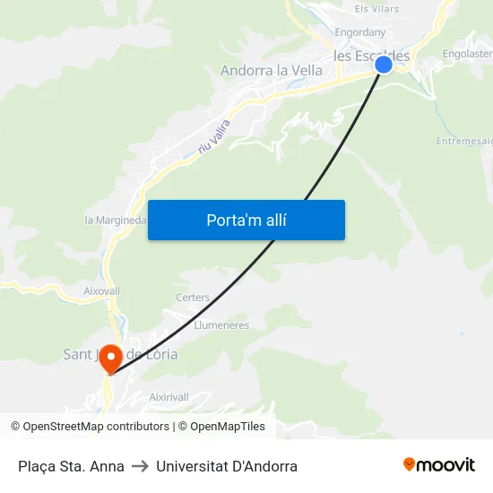 702-Plaça Sta. Anna to Universitat D'Andorra map