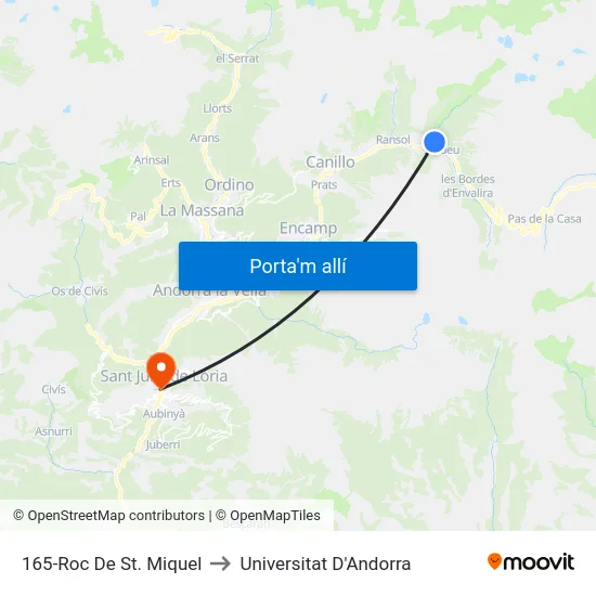 165-Roc De St. Miquel to Universitat D'Andorra map
