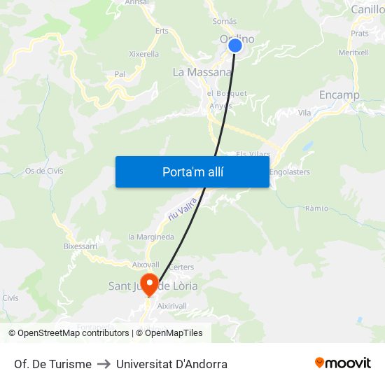 Of. De Turisme to Universitat D'Andorra map