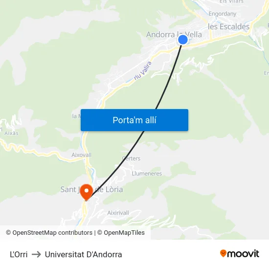 Ambaixada D'Espanya to Universitat D'Andorra map