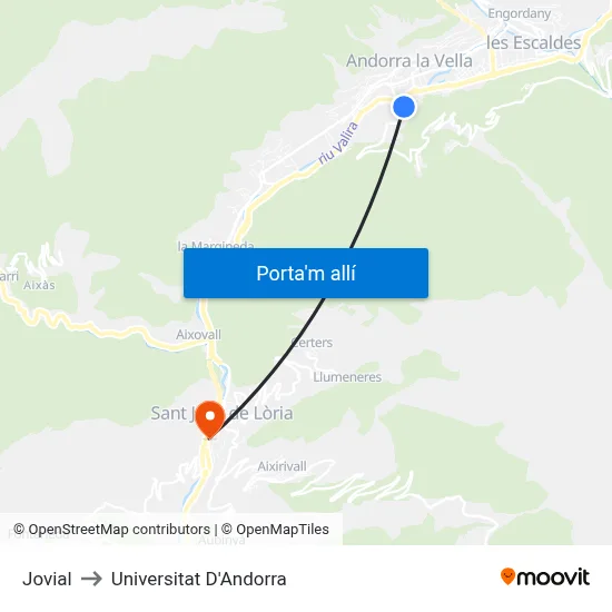Jovial to Universitat D'Andorra map