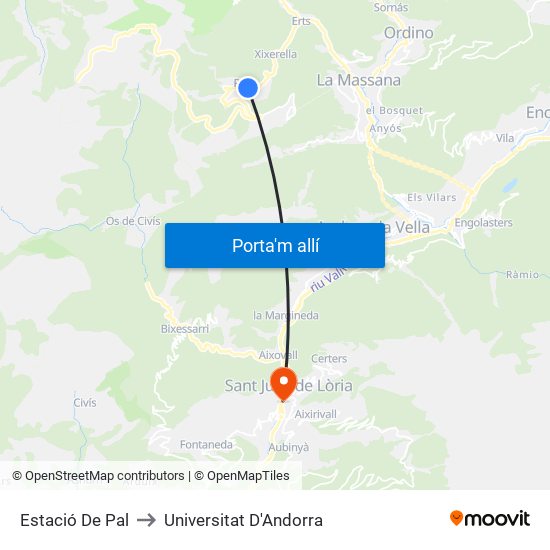 Estació De Pal to Universitat D'Andorra map