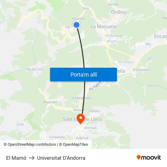 El Mamó to Universitat D'Andorra map