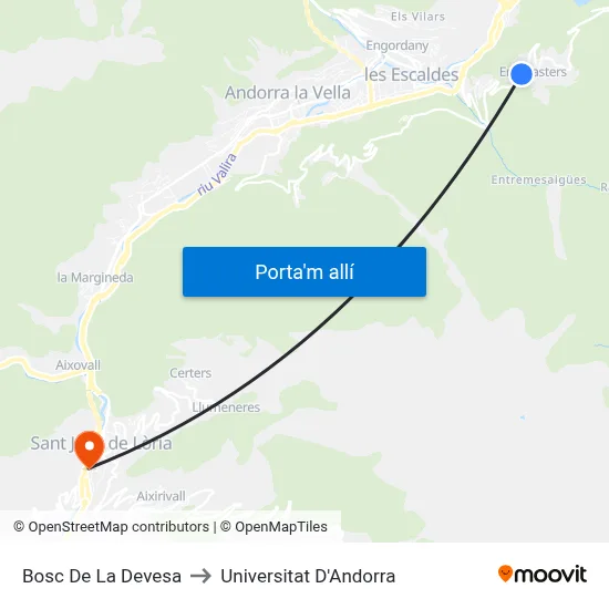 Bosc De La Devesa to Universitat D'Andorra map