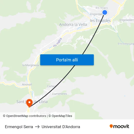 Ermengol Serra to Universitat D'Andorra map