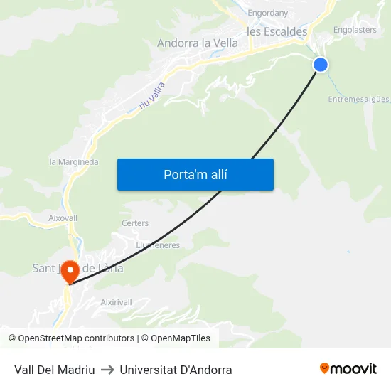 Vall Del Madriu to Universitat D'Andorra map