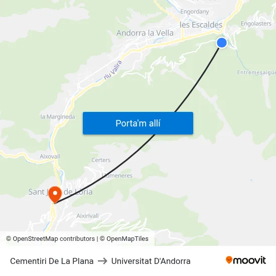 Cementiri De La Plana to Universitat D'Andorra map