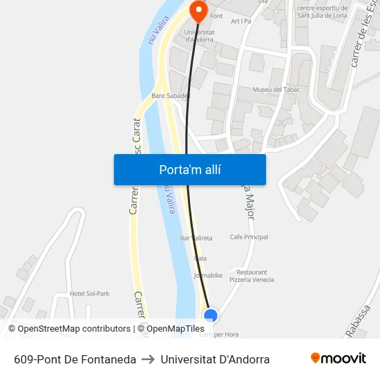 609-Pont De Fontaneda to Universitat D'Andorra map