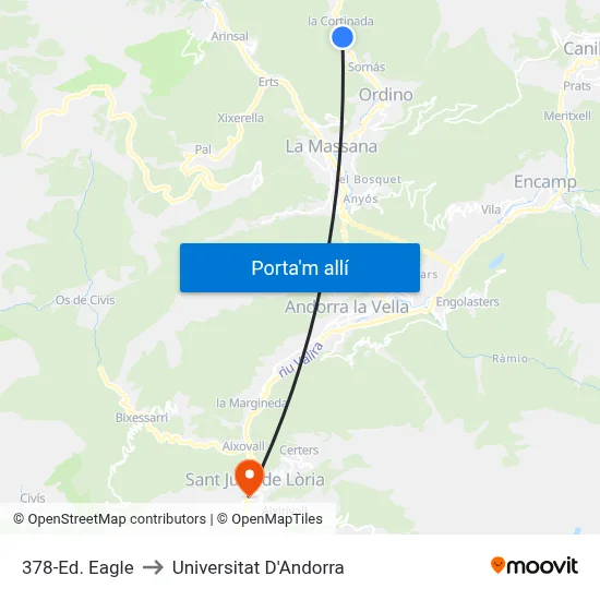 378-Ed. Eagle to Universitat D'Andorra map