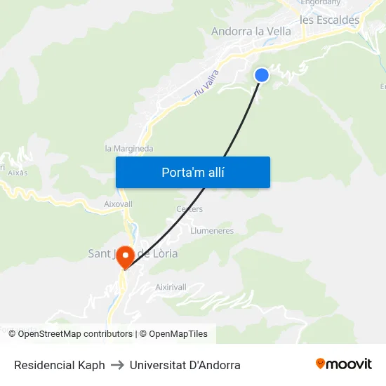 Residencial Kaph to Universitat D'Andorra map