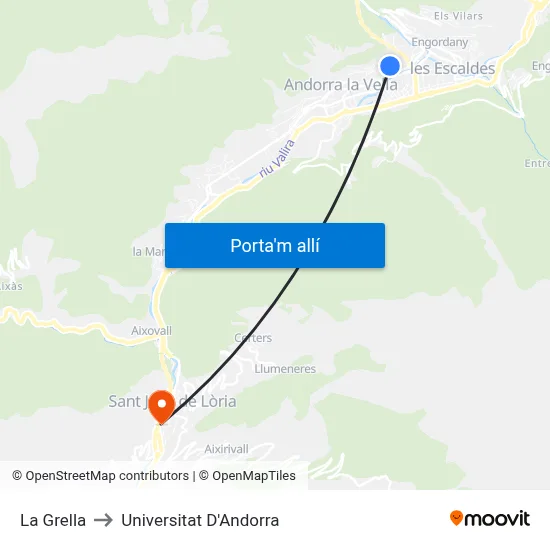 La Grella to Universitat D'Andorra map