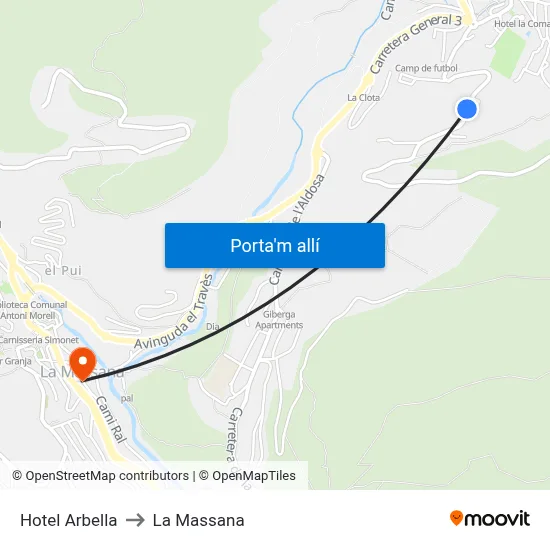 Hotel Arbella to La Massana map